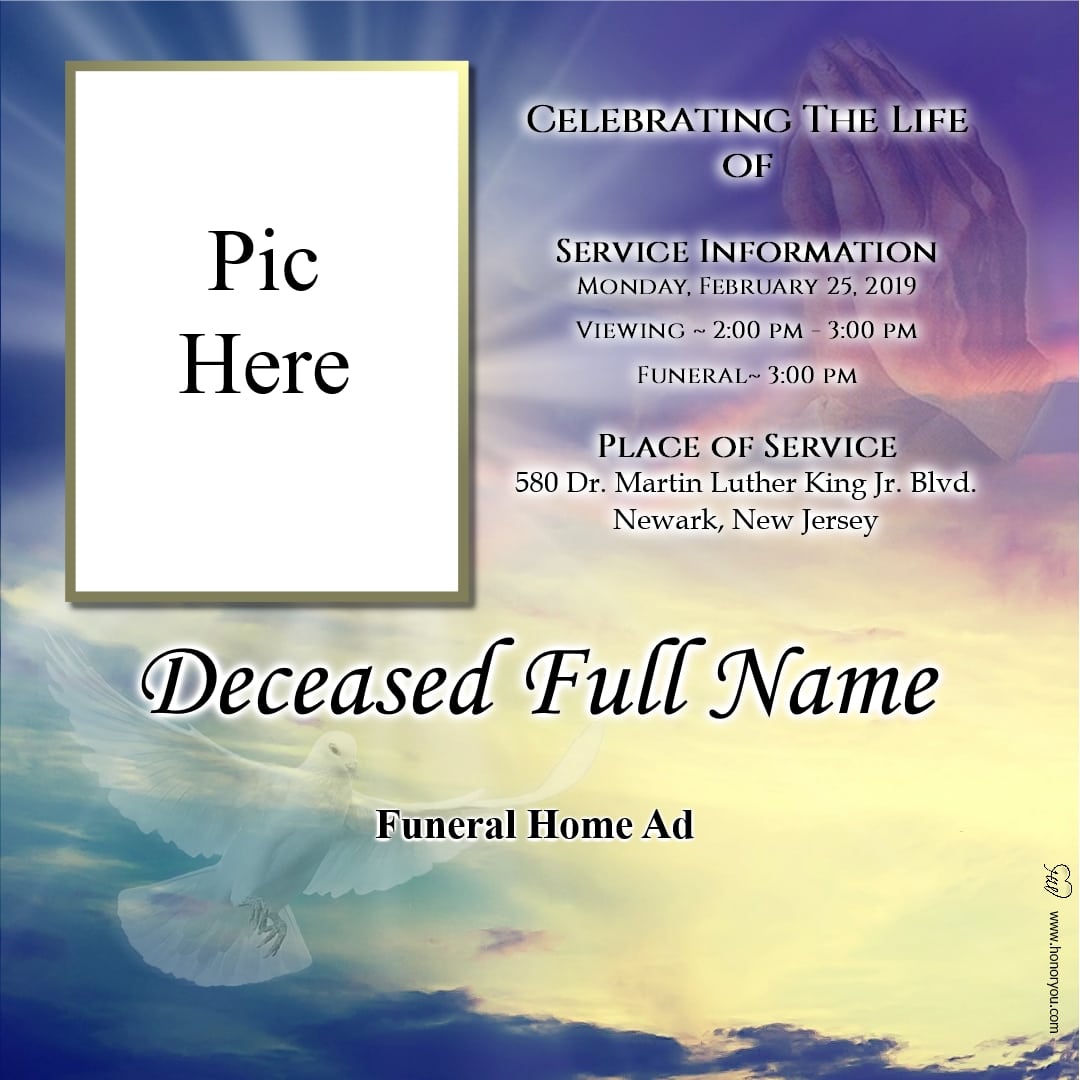 Digital Funeral Announcement Memorial Service Announcement