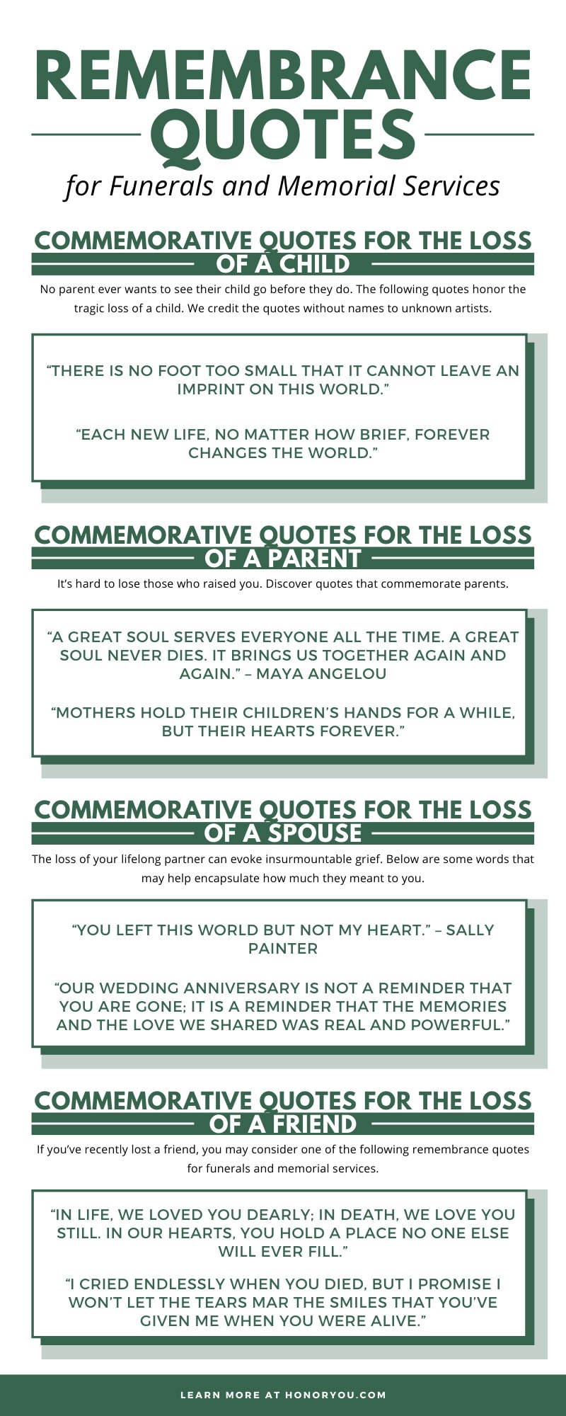 Remembrance Quotes for Funerals and Memorial Services