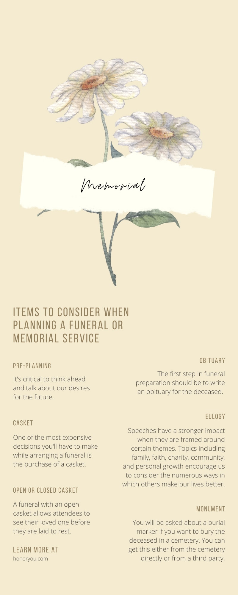 Items To Consider When Planning a Funeral or Memorial Service