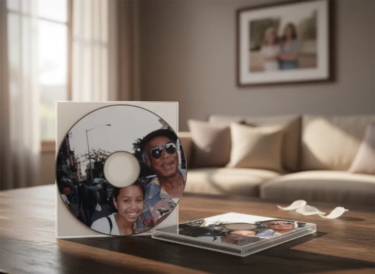 DVD with a CD case for memorial photo slideshows and collages